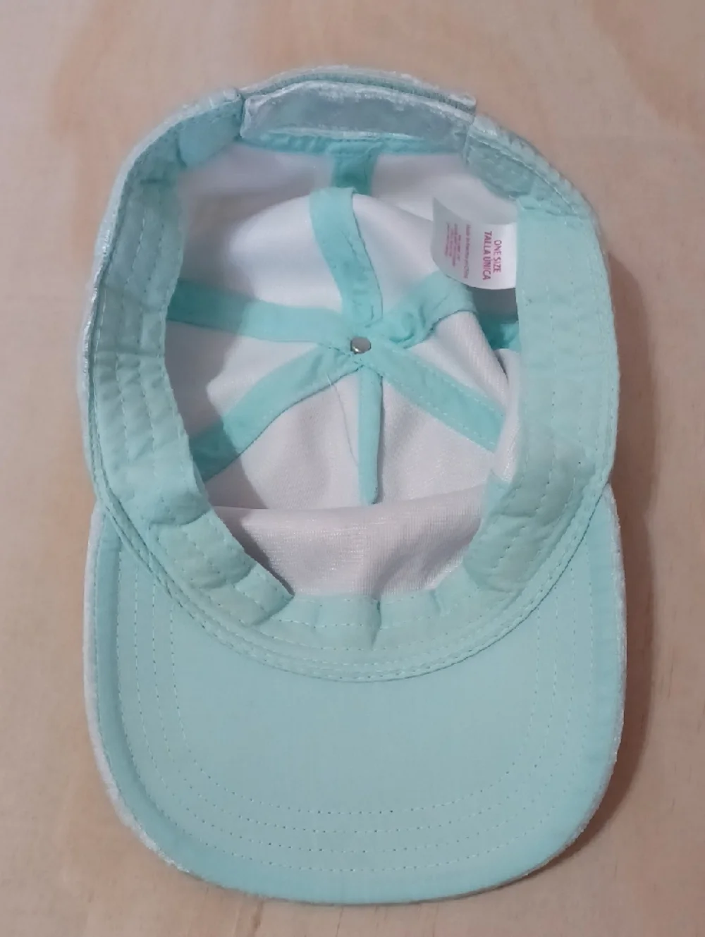 Justice Girls Crushed Velvet Hipster Kitten Baseball Cap Mint Green Cats Roses